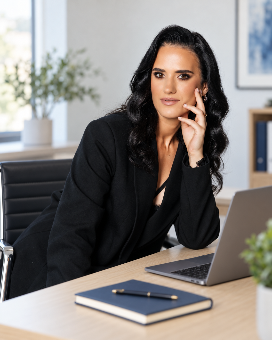 Svitlana Zubchyk, Director of NextGen AccountingPro, at a desk with a laptop